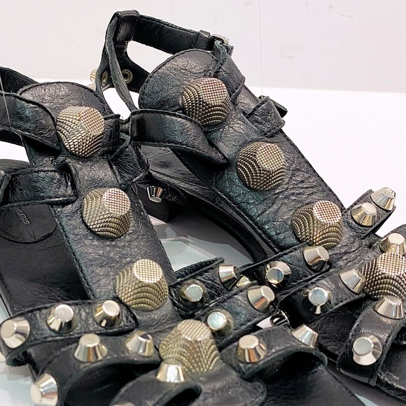 Balenciaga Black Arena Studded Sandals - 37.5 - Picture 4 of 9